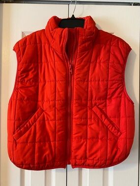 Red cropped Quilted Puffer Vest - Lightweight Warmth